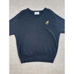 VTG Iowa Hawkeyes NCAA Ferranti Sweater Mens XL Black VNeck Pullover Made in USA